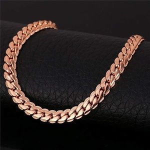 New Mens Rose Gold Snake Chain Necklace 6mm Wide